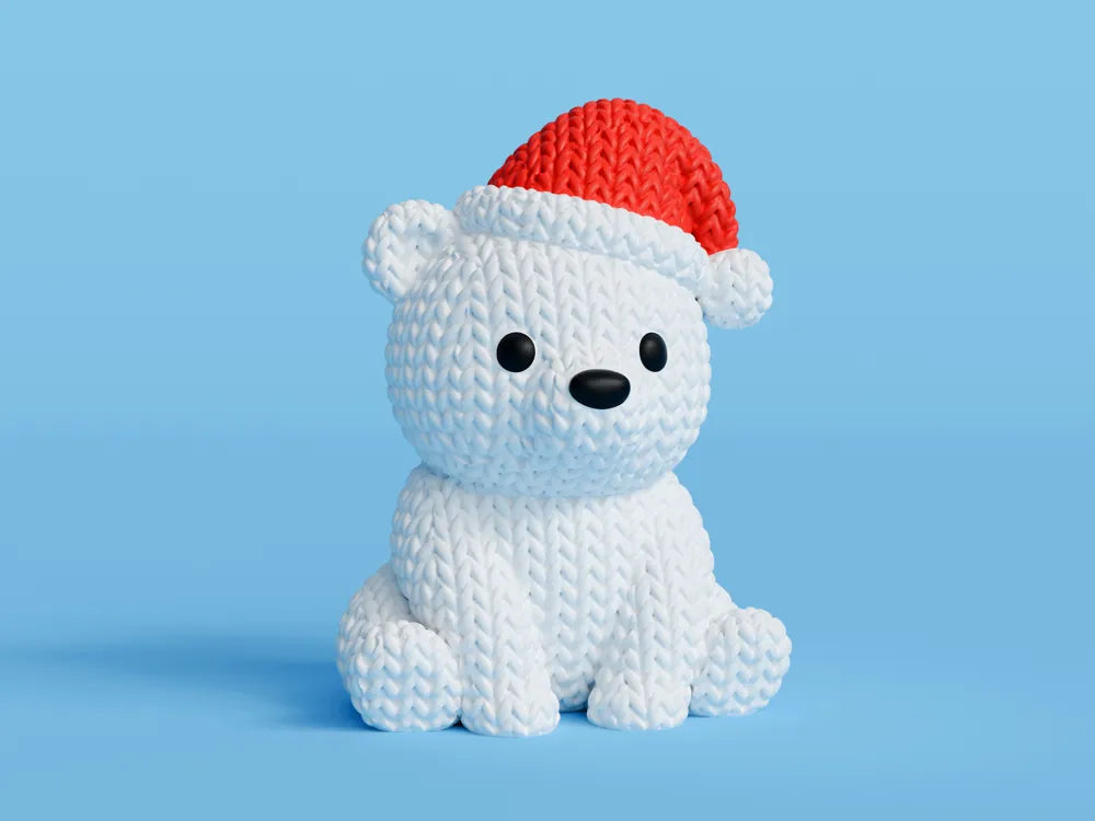 Patton the Polar Bear in a Christmas Hat